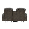 Luxury Comfort Modern Living Room Furniture 1Pc Power Reclining Loveseat Premium Faux Leather Upholstery, Power Headrests, Led Light, Usb Ports, Cup Holders, Hidden Storage Brown Gray Faux Leather Wood Primary Living Space Luxury,Modern Plywood,Solid