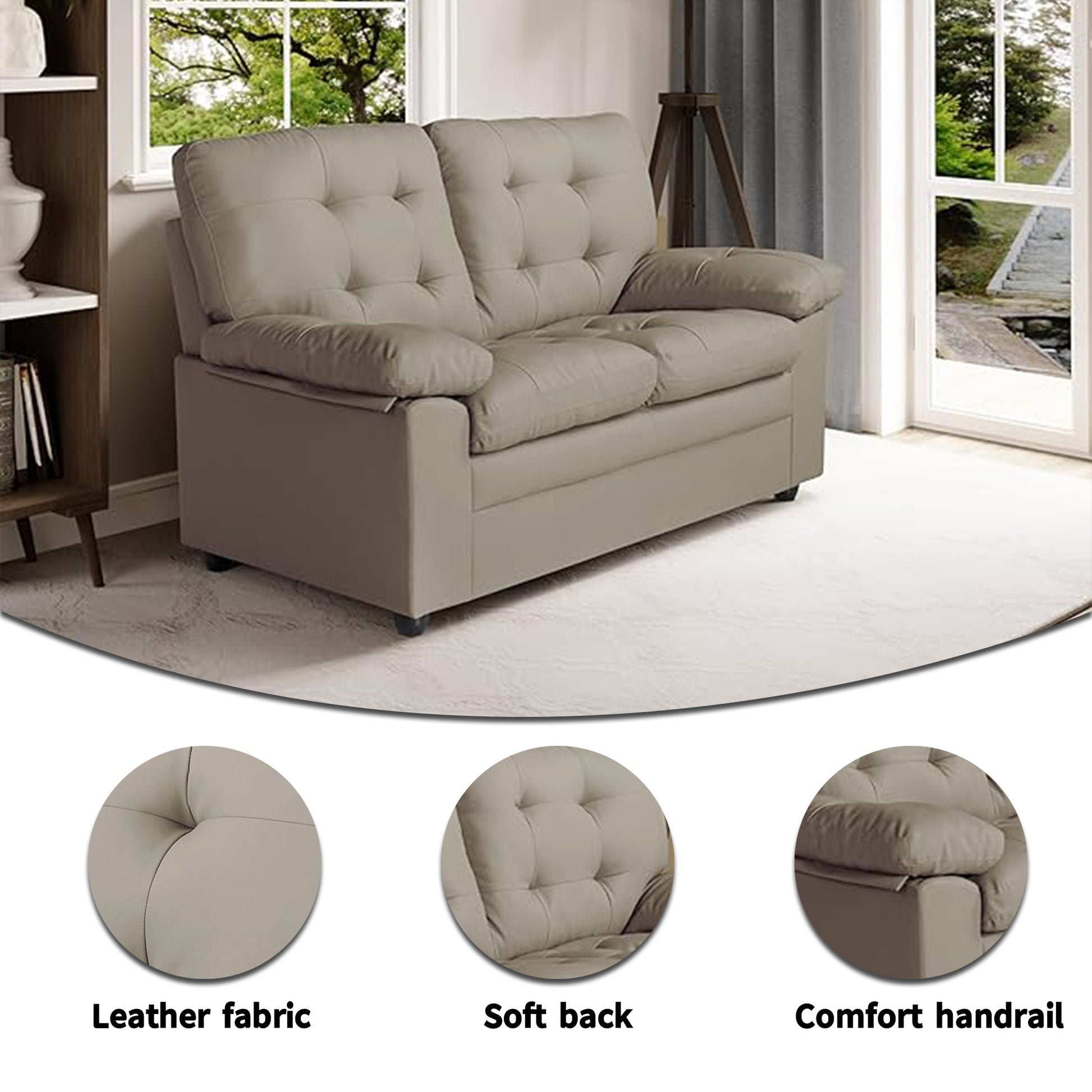 Apartment Beautiful Seat Love, 3 Seat, Grey Faux Leather Grey Pu 3 Seat
