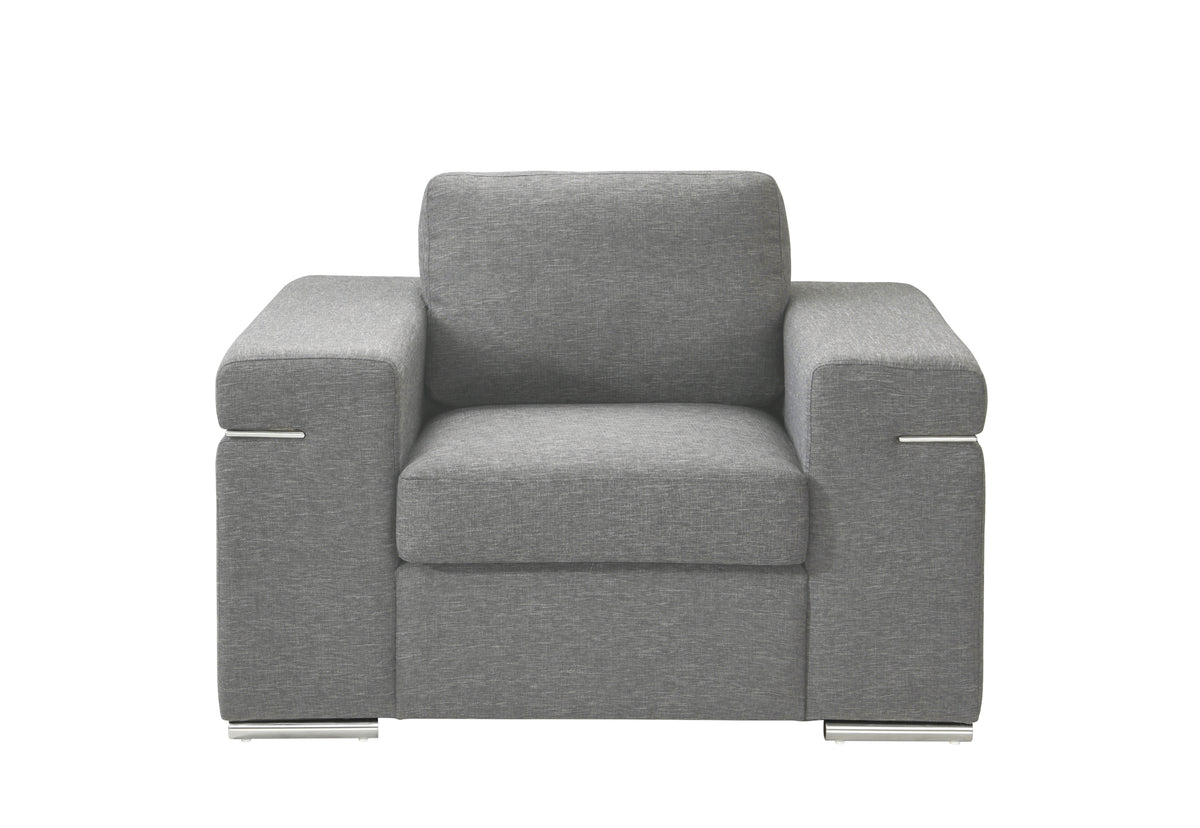 Gianna Light Gray Woven Fabric Arm Chair Light Gray Fabric