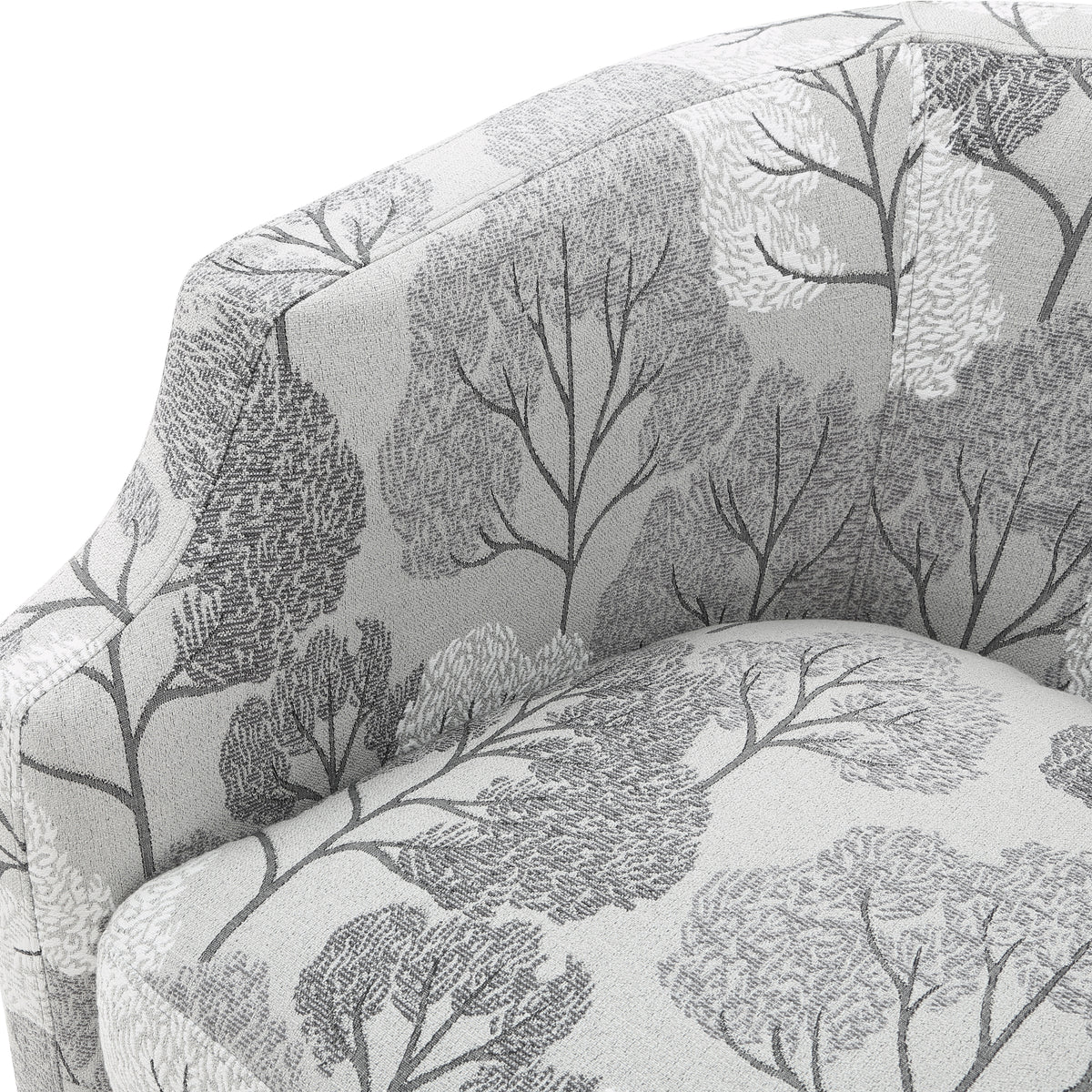 Isabelle Swivel Glider Barrel Chair Gray Floral Gray Foam Fabric