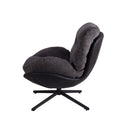 360 Swivel Accent Chair, Modern Chenille Lounge Chair With Faux Leather And Black Metal Base Frame, Comfortable Reading Chair For Small Spaces, Living Room, Bedroom, Reading Corner, Office, Dark Gray Black,Dark Gray Brown Primary Living Space