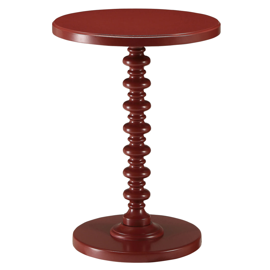 Red Round Wooden Side Table Red Primary Living Space Round Wood Pedestal