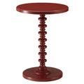 Red Round Wooden Side Table Red Primary Living Space Round Wood Pedestal