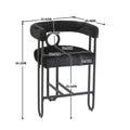 Coolmore Bar Stools Set Of 2, Modern Bar Stool With Back, Black Metal Frames, Upholstered Bar Stools For Kitchen Island, Pub, Club Black Chenille Black Dining Room Foam Chenille