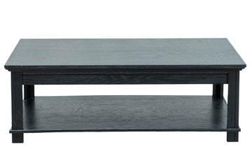 48 Inch Coffee Table, No Assembly Required, C Finish Black Wood