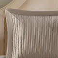 7 Piece Polyester Charmeuse Comforter Set Taupe Queen Queen Taupe Polyester
