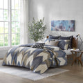 3 Piece Printed Cotton Quilt Set Navy King Cal King King Navy Cotton