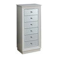 Wood Jewelry Armoire Having 6 Drawers With Mirror Front, White White Wood