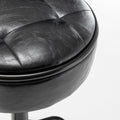 Round Storage Bar Stool Set Of 2, Black Faux Leather Height Adjustable Barstool, 360 Counter Height Swivel Stool, Armless Bar Chair With Metal Frame For Kitchen Counter Dining Living Room Black Set Of 2 Foam Pu Leather