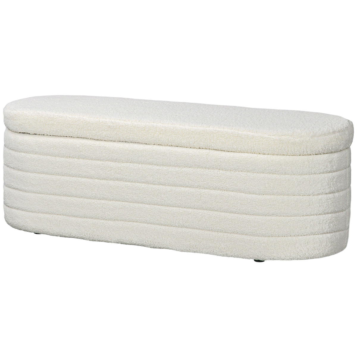 Homcom 46" Storage Ottoman Bench, Teddy Fleece Upholstered Boucle Storage Bench With Wood Frame, Bedroom Bench For Living Room, Entryway, Bedroom, Cream White Cream White Polyester