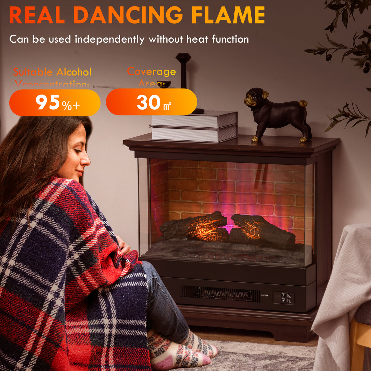 Homcom 26" Electric Fireplace Stove With Remote Control, 12H Timer, Brown Brown Metal