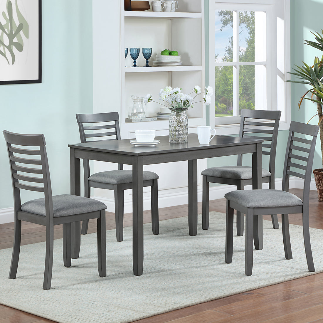 Wooden Dining Rectangular Table, Kitchen Table For Small Space, 4 Person Dining Table, Grayonly The Table Wood Gray Gray Wood Dining Room Acacia 4 Leg Rectangular Acacia Wood