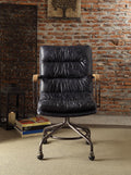 Vintage Blue Swivel Office Chair With Casters Solid Vintage Office Foam Vintage Office Chairs Tufted Back Casters Leather