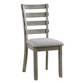 Gray Color Dining Chairs Padded Seat Set Of 2Pc Side Chair Ladder Back Kitchen Dining Room Wire Brushed Finish Gray Dining Room Classic,Modern,Transitional Dining Chairs Rubberwood Ladder Back Set