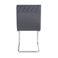 Grey And Chrome Side Chair With Sled Base Set Of 2 Grey Silver Primary Living Space Dining Chairs Solid Back Set Of 2 Faux Leather
