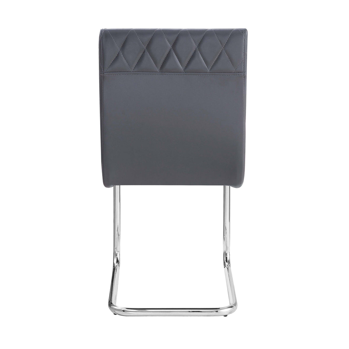 Grey And Chrome Side Chair With Sled Base Set Of 2 Grey Silver Primary Living Space Dining Chairs Solid Back Set Of 2 Faux Leather
