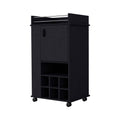 Farson Bar Cart With 2 Side Shelf, 6 Built In Wine Rack And Casters Freestanding 5 Or More Spaces Black Mobile Contemporary Pine Particle Board Engineered Wood
