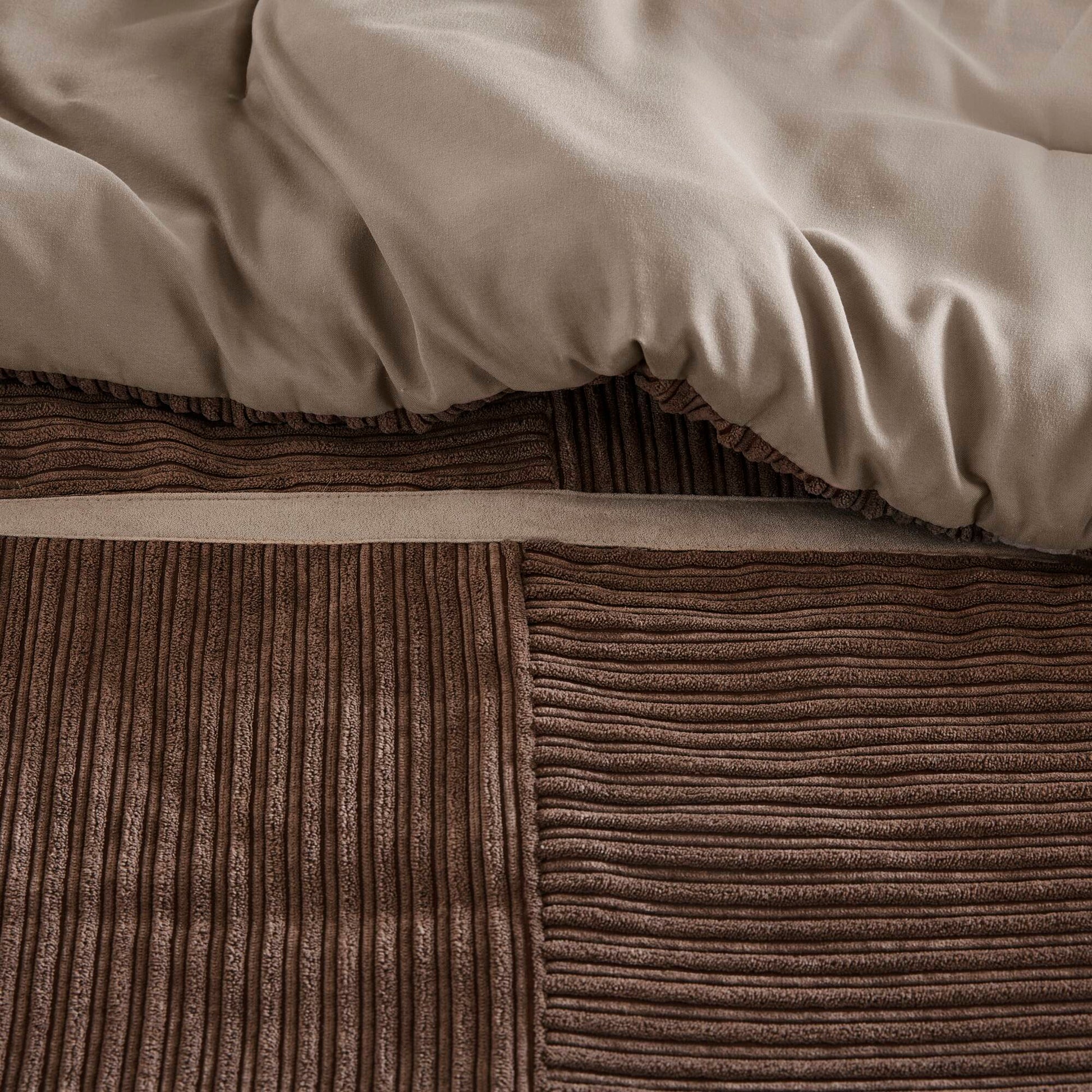 7 Piece Micro Corduroy Comforter Set Brown Cal King Brown Polyester