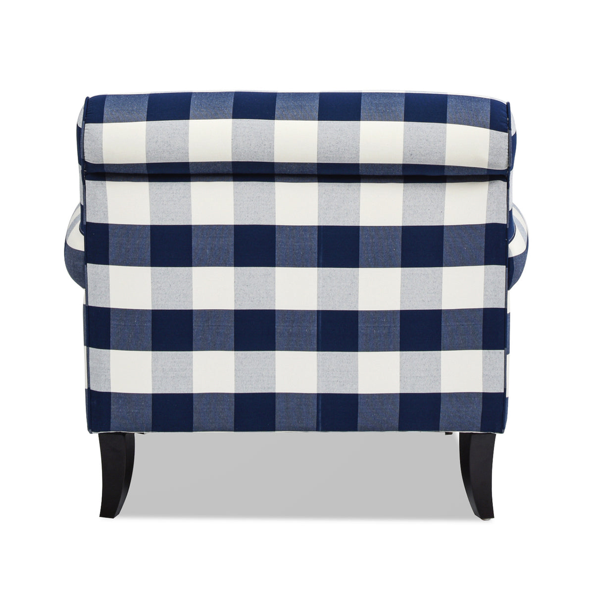 Alana 38" Lawson Accent Arm Chair Metal Casters, Blue Lattice Woven Blue Plaid Foam Fabric