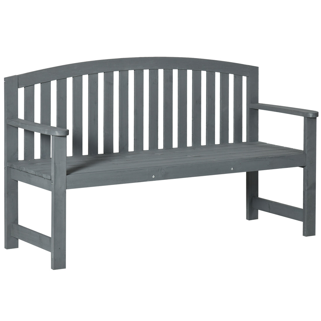 Outsunny 56" Outdoor Wood Bench, 2 Seater Garden Bench With Backrest And Armrest, Patio Bench For Patio, Porch, Poolside, Balcony, Gray Gray Wood