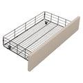 Metal Queen Size Platform Bed With 4 Drawers, Upholstered Headboard And Footboard, Sockets And Usb Ports, Beige Queen Beige Black Fabric Metal