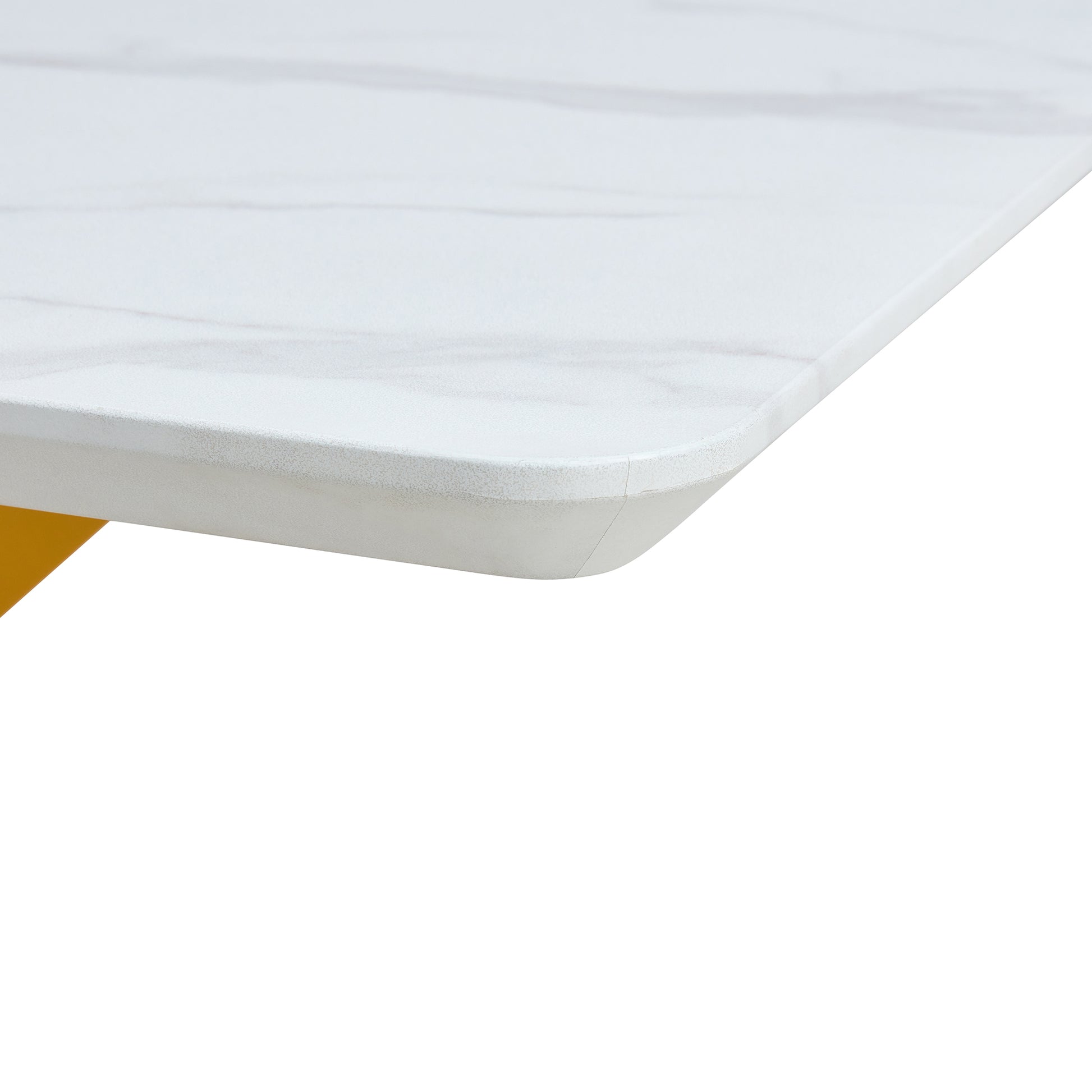 Table And Chair Set, The Table Is Equipped With A Marble Patterned Mdf Tabletop And Gold Table Legs.The Chair Is Equipped With Pu Synthetic Leather High Back Cushion And Gold Coated Metal Legs. Grey Gold Seats 6 Mdf Metal