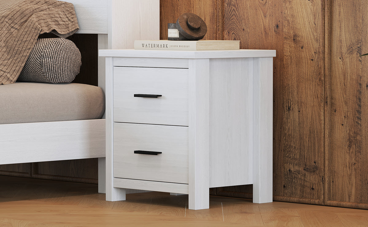 Vintage Two Drawer Wooden Nightstand, Simple And Generous, Large Storage Space,White White Particle Board Mdf