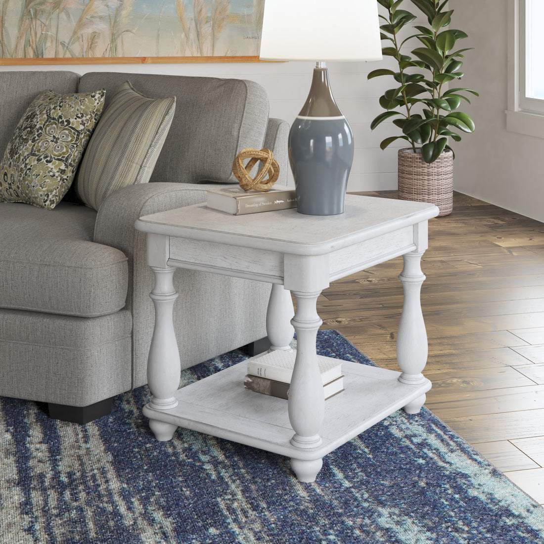 Mariano Gray Square End Table Gray Solid Wood