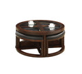 Dark Walnut Coffee Table Glass Insert Top Ottoman Included Table Set Living Room Furniture Walnut Brown Primary Living Space Classic,Contemporary,Luxury,Traditional Coffee & End Tables Solid Wood