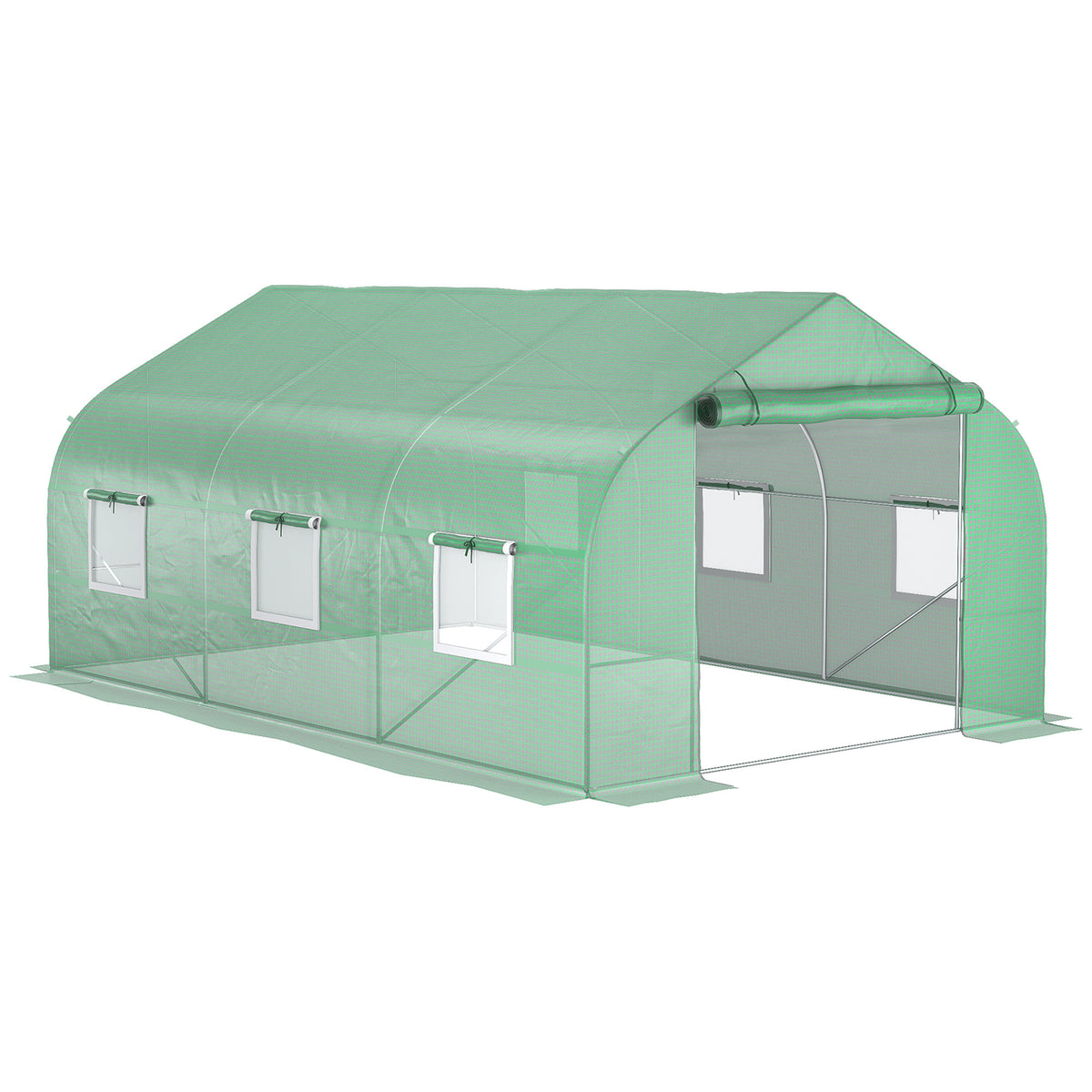 Outsunny 11.5' X 10' X 7' Walk In Greenhouse, Tunnel Green House With Zippered Mesh Door And 6 Mesh Windows, Gardening Plant Hot House With Galvanized Steel Frame, Green Green Steel
