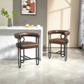 Coolmore Bar Stools Set Of 2, Modern Bar Stool With Back, Black Metal Frames, Upholstered Bar Stools For Kitchen Island, Pub, Club Dark Brown Pu Dark Brown Dining Room Foam Pu Leather