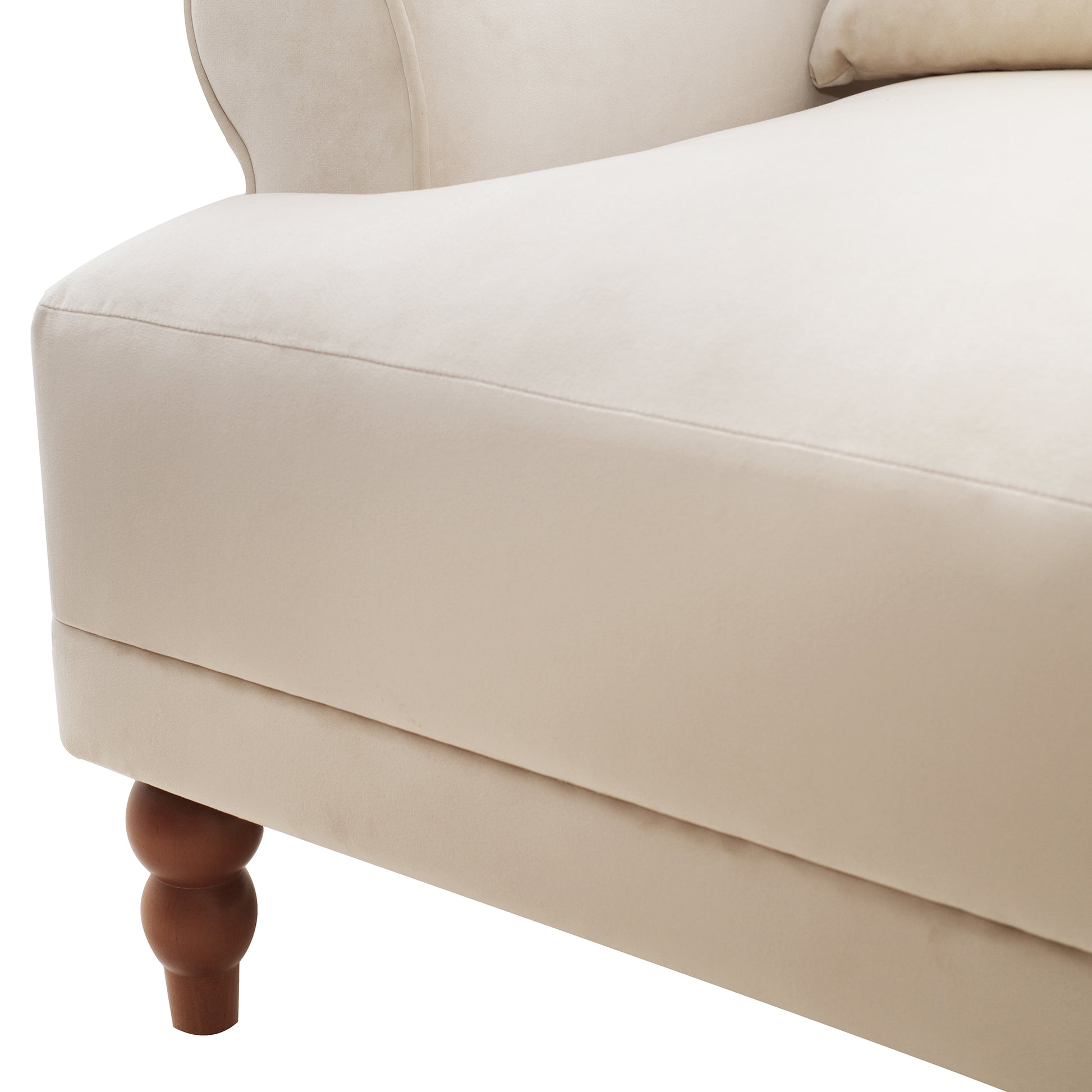 Mirod Elegant Circular Armrests, Ergonomic Lumbar Support, Vintage Roman Column Legs, Luxurious Large Size, Enhances Living Room Aesthetics, For Living Room,Bedroom And Study Beige Velvet