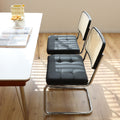 Dining Chairs Set Of 2, Fauex Leather Rattan Side Accent Chairs With Chrome Legs, Modern Mid Century Breuer Designed Chairs, Upholstered Dining Living Room Kitchen Chairs Black 2Pcs Black Faux
