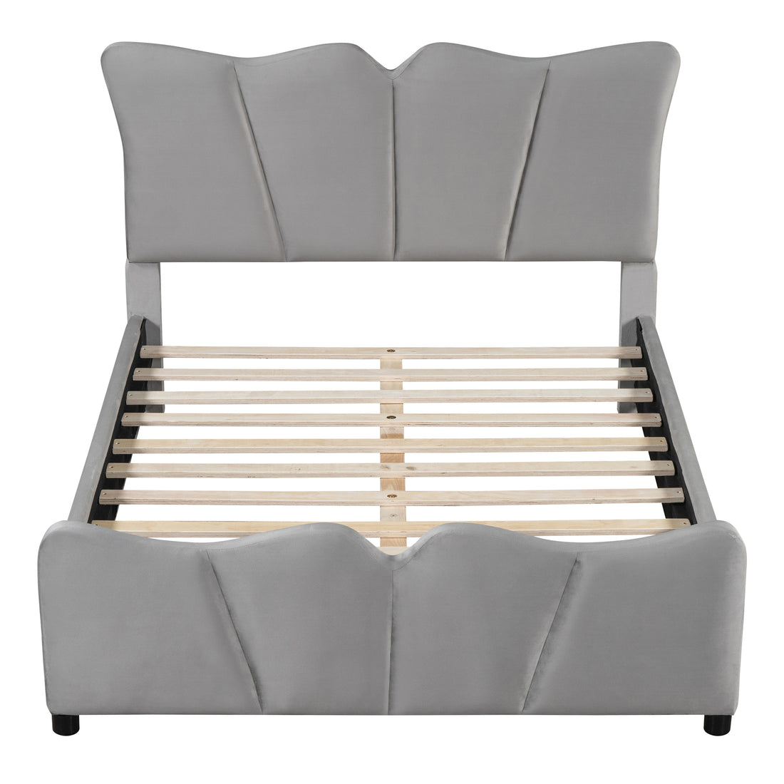 Full Size Upholstered Platform Bed Velvet Upholstered Bed, Gray Full Gray Velvet