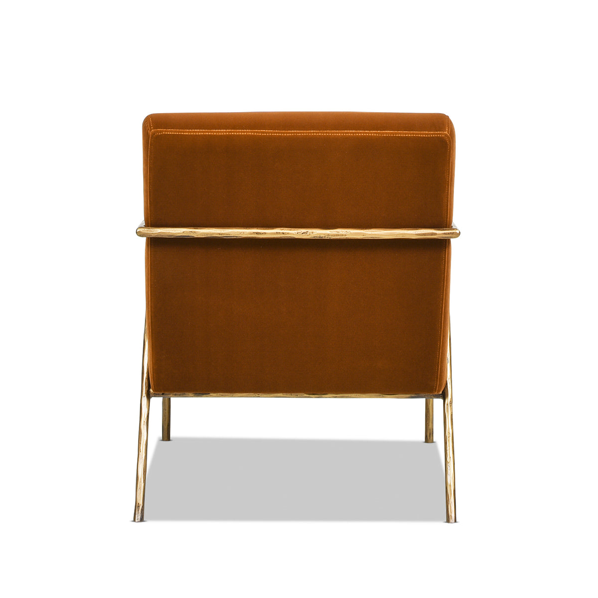 Aerin 24.5" Hammered Brass Upholstered Accent Arm Chair, Burnt Orangeperformance Velvet Burnt Orange Foam Velvet