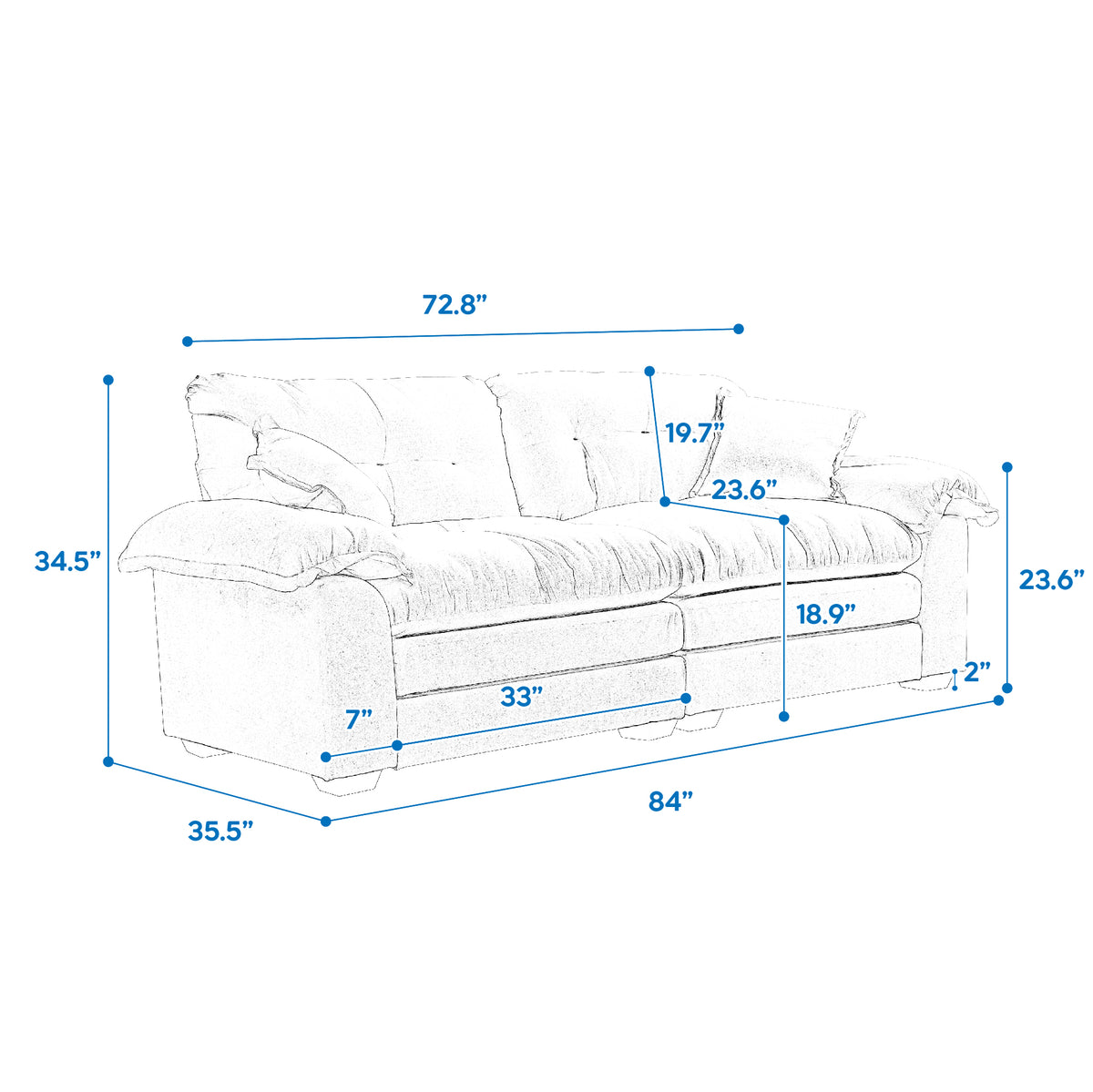 84" Chenille Recliner Sofa Small Sofa Loveseat Deep Seat Sofa Couch With 2 Throw Pillows & Memory Foam For Living Room Apartment Office Lounge Black Black Memory Foam Chenille,Upholstered 2 Seat