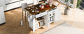 K&K 53.5''Farmhouse Kitchen Island With Power Outlet, Kitchen Storage Island With Drop Leaf, Spice Rack And Drawer, Rolling Kitchen Cart On Wheels, For Home, Kitchen And Dining Room, White White