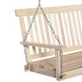 Outsunny 2 Seater Hanging Porch Swing Outdoor Patio Swing Chair Seat With Slatted Build And Chains, 440Lbs Weight Capacity, Natural Natural Wood