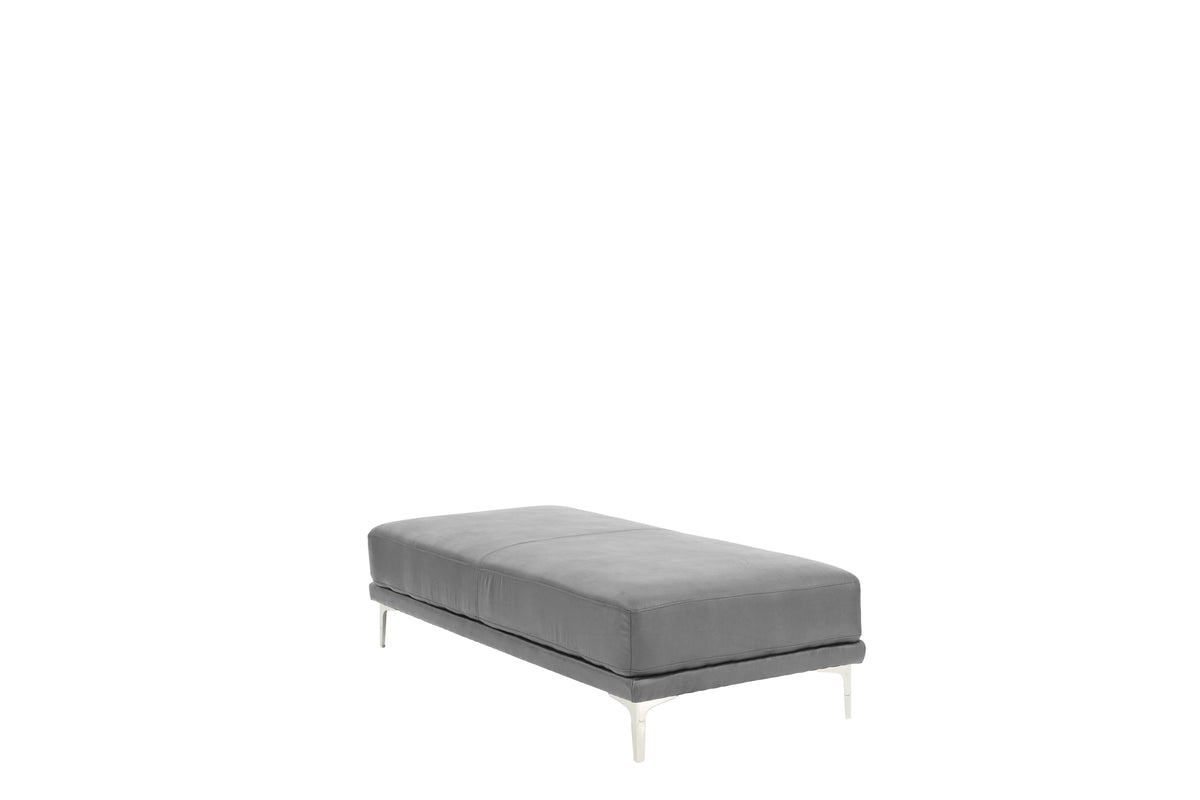 Modern Antique Gray Large Ottoman Metal Legs 1Pc Cocktail Ottoman Living Room Antique Gray Faux Leather Primary Living Space Grey Contemporary,Modern Rectangle Bonded Leather