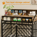 43.3 Inch Dog Crate Furniture For Large Dogs,Wooden Dog Crate With Divider,Double Door Dog Kennel With Three Drawers Storages,Heavy Duty Dogs Decorative Pet House For Large Medium Dogs ,Rustic Brown