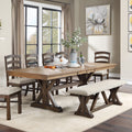 Grey And Rustic Brown Bench With Upholstered Seat Grey,Rustic Brown Dining Room Wood Fabric