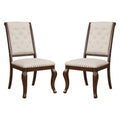 Set Of 2 Cream Fabric Upholstered Dining Chairs, Barley Java Solid Cream Dark Brown Dining Room Rectangular Dining Chairs Tufted Back Set Of 2 Fabric,Mdf