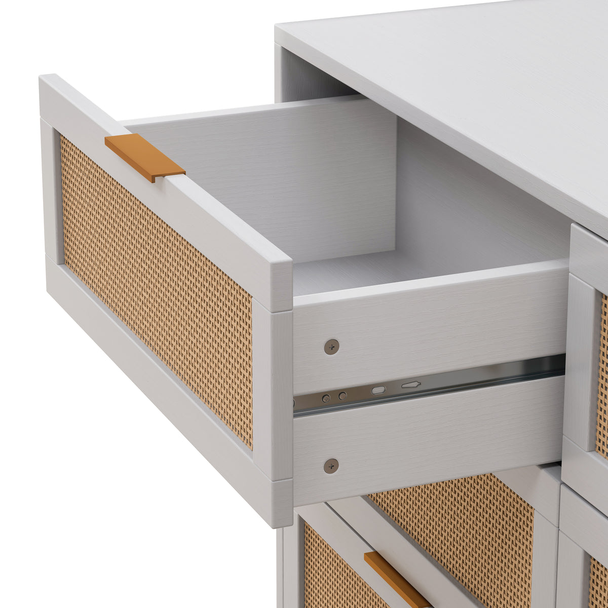 43.31"6 Drawers Rattan Storage Cabinet Rattan Drawer,For Bedroom,Living Room,White White Particle Board