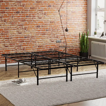 Metal Mattress Foundation Bed Frame, Cal King Size Bed Base, Bedroom Furniture, Black Box Spring Not Required California King Black Bedroom Modern Bed Frame Steel