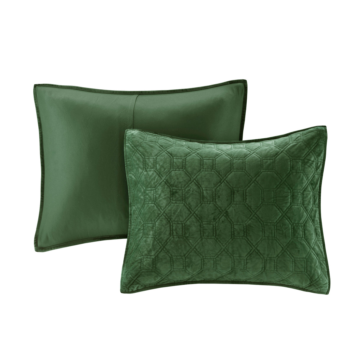3 Piece Velvet Quilt Set Green King Cal King King Green Cotton