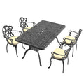 Cushions In Random Colors 5 Piece Set Of Cast Aluminum Patio Furniture With Cushions Yes Dining Set Black Khaki Seats 4 Rust Resistant Frame Water Resistant Cushion Garden & Outdoor Complete Patio Sets Aluminium