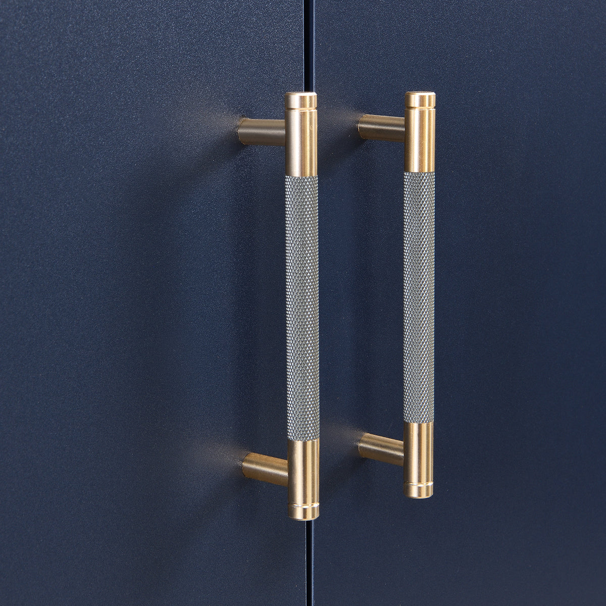Distinctive Features Of Four Door Sideboard With Metal And Cross Leg Design,Suitable For Living Rooms,Entrance And Study Navy Blue American Design Mdf