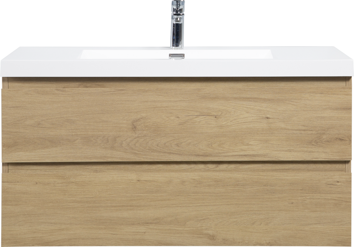 42" Floating Bathroom Vanity With Sink, Modern Wall Mounted Bathroom Storage Vanity Cabinet With Resin Top Basin And Soft Close Drawers, Natural Oak 24V11 42No White Oak Wood