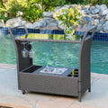 Pe Kd Bar Cart Grey Rattan Glass
