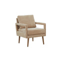 Mid Century Armchairaccent Chair With Chenille Armrest & Soft Cushion For Living Room, Bedroom, Home Office, Study, Beige Beige Foam Wood Fabric